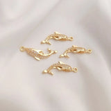 2Pcs Zircon Dolphin Charms Whale Pendant DIY Jewelry Making