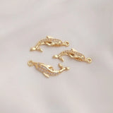 2Pcs Zircon Dolphin Charms Whale Pendant DIY Jewelry Making