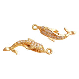 2Pcs Zircon Dolphin Charms Whale Pendant DIY Jewelry Making