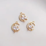 3Pcs Zircon Cat Crescent Moon Charms for Jewelry Making DIY