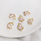 3Pcs Zircon Cat Crescent Moon Charms for Jewelry Making DIY