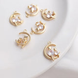 3Pcs Zircon Cat Crescent Moon Charms for Jewelry Making DIY