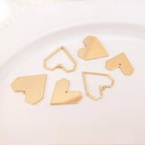 4Pcs Plated Brass Hearts Charms Hollow Love Pendant DIY Jewelry Making