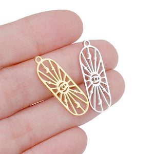 4Pcs Stainless Steel Charms Moon Star & Devil's Eye Pendant for DIY Jewelry