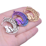 5Pcs Moon Cat Charms Pendant Stainless Steel DIY Jewelry Making