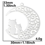 5Pcs Moon Cat Charms Pendant Stainless Steel DIY Jewelry Making