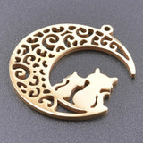 5Pcs Moon Cat Charms Pendant Stainless Steel DIY Jewelry Making