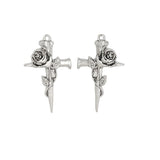 5Pcs Double Sided Rose Flower Cross Charms DIY Jewelry Making Earring Pendant