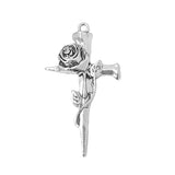 5Pcs Double Sided Rose Flower Cross Charms DIY Jewelry Making Earring Pendant