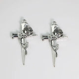 5Pcs Double Sided Rose Flower Cross Charms DIY Jewelry Making Earring Pendant