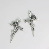 5Pcs Double Sided Rose Flower Cross Charms DIY Jewelry Making Earring Pendant