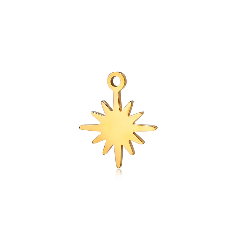 5Pcs Stainless Steel Eight-Pointed Star Charms for Jewelry Making