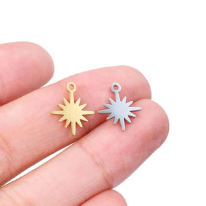 5Pcs Stainless Steel Eight-Pointed Star Charms for Jewelry Making