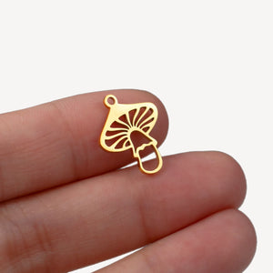5Pcs Stainless Steel Mushroom Charms for Jewelry Making
