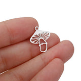 5Pcs Stainless Steel Mushroom Charms for Jewelry Making