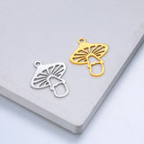 5Pcs Stainless Steel Mushroom Charms for Jewelry Making