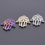 5Pcs Stainless Steel Fatima Hand Charms for Jewelry Making DIY Bracelet Necklace