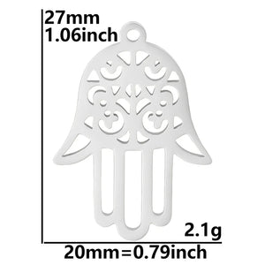 5Pcs Stainless Steel Fatima Hand Charms for Jewelry Making DIY Bracelet Necklace
