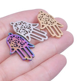 5Pcs Stainless Steel Fatima Hand Charms for Jewelry Making DIY Bracelet Necklace