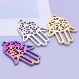 5Pcs Stainless Steel Fatima Hand Charms for Jewelry Making DIY Bracelet Necklace