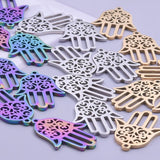 5Pcs Stainless Steel Fatima Hand Charms for Jewelry Making DIY Bracelet Necklace