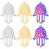 5Pcs Stainless Steel Fatima Hand Charms for Jewelry Making DIY Bracelet Necklace