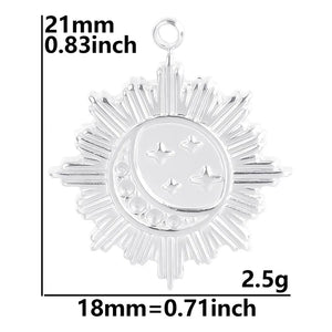 5Pcs Stainless Steel Charms Moon Stars Sun Pendant DIY Jewelry Making