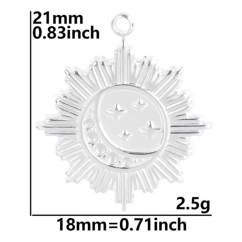 5Pcs Stainless Steel Charms Moon Stars Sun Pendant DIY Jewelry Making