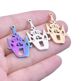 5Pcs Stainless Steel Castle Charms Pendant For DIY Jewelry Making