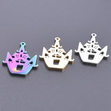 5Pcs Stainless Steel Castle Charms Pendant For DIY Jewelry Making