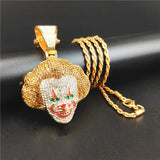 Classic Clown Pendant Necklace CZ Hip Hop Christmas Gift