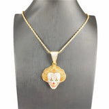 Classic Clown Pendant Necklace CZ Hip Hop Christmas Gift