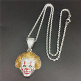 Classic Clown Pendant Necklace CZ Hip Hop Christmas Gift