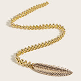 Silver Leaf Waist Chain Women Metallic Stretch Thin Elastic Belts