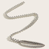 Silver Leaf Waist Chain Women Metallic Stretch Thin Elastic Belts