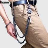 Skull Waist Chain for Men Hip-hop Metal 2 Lines Punk Jean Accessory