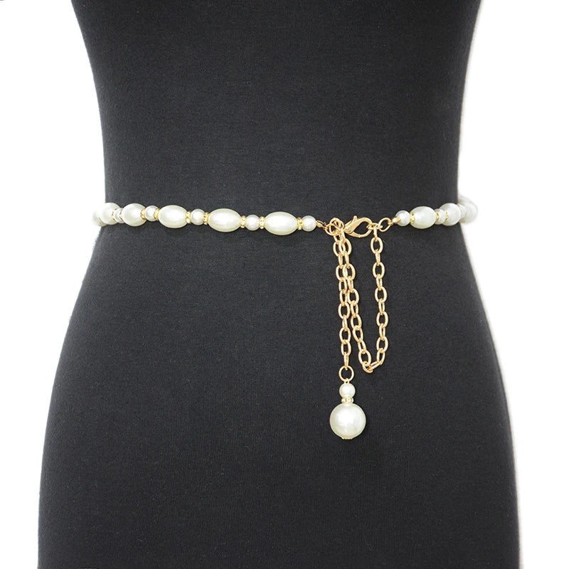 Metal Beaded Pearl Waist Chain Belt/Necklace/Bracelet