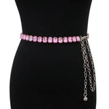 Golden Plated Waist Chain Faux Crystal Women Body Chain Belt