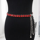 Golden Plated Waist Chain Faux Crystal Women Body Chain Belt