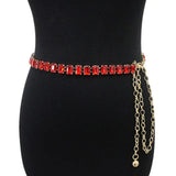 Waist Chain Wear-resistant Waist Belt Sparkling Faux Crystal Women Chain Belt