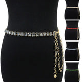 Waist Chain Wear-resistant Waist Belt Sparkling Faux Crystal Women Chain Belt