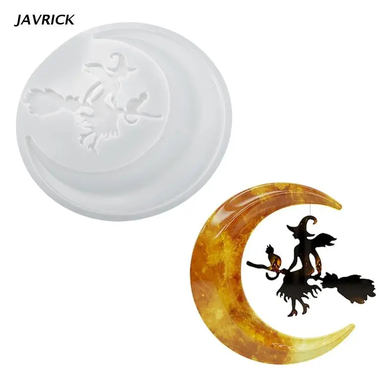 Resin Halloween Witch Moon Mold - Jewelry Making