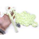 Large Luminous Plastic Beads Rosary Cross Pendant Wall Necklace