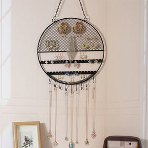 Round Earring Storage Box with Hanging Hooks