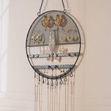 Round Earring Storage Box with Hanging Hooks