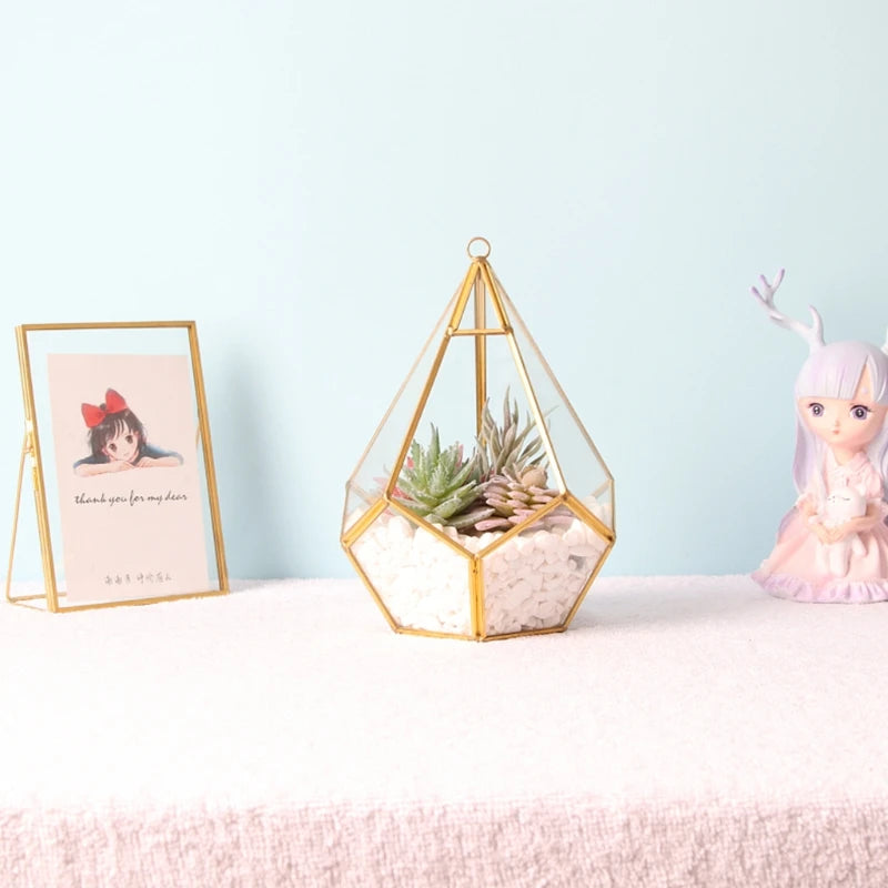 Geometric Terrarium Modern Indoor Opening Polyhedron Pot Containers Decor