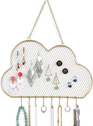 Golden Cloud Wall Jewelry Rack, Earring Holder Organizer Display