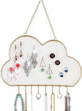 Golden Cloud Wall Jewelry Rack, Earring Holder Organizer Display