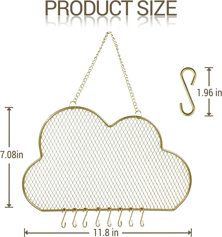 Golden Cloud Wall Jewelry Rack, Earring Holder Organizer Display