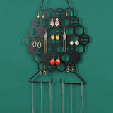 Honeycomb Wall Mount Jewelry Holder Metal Organizer for Necklaces Earrings